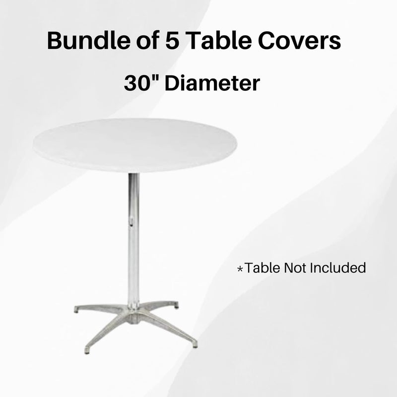 Kwik-Covers 30" Round Fitted Plastic Table Covers, Bundle of 5 (White) - Image 2